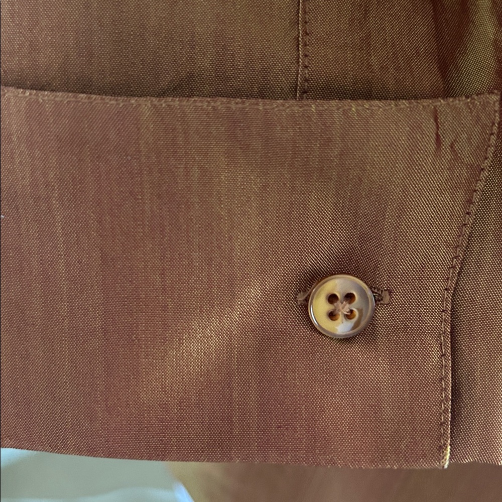 Express Shiny Gold/Copper Raw Silk Blouse sz 5/6 (M) - Picture 6 of 8